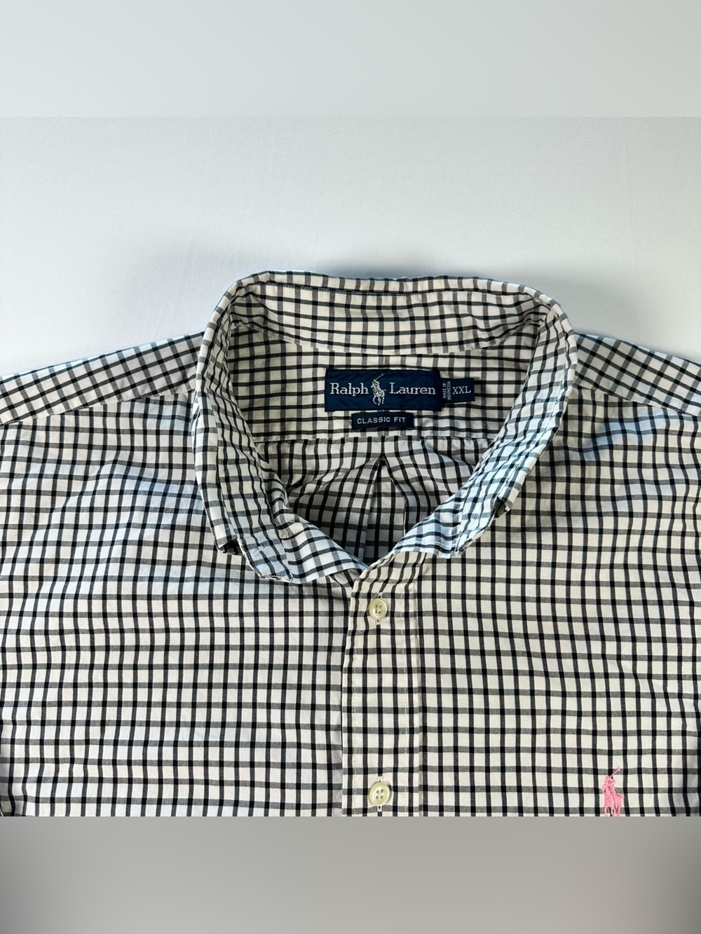 Ralph Lauren Classic Fit Shirt Mens XXL Black White Check Gingham Cotton - Picture 8 of 13